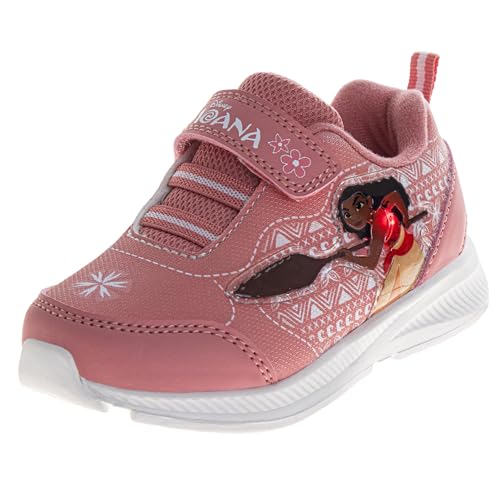 Chaussures de course Disney Moana avec lumières, sans lacets, rose corail, 6 enfant
