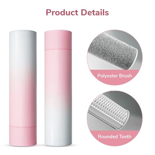 Image of TUXTOOX Pet Hair Removal Tool, 2-in-1 Pet Grooming Hair Comb & Hair Brush Cleaner Used For Removing Cat and Dog Hair from Sofas, Clothes (Pink)