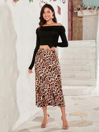 Women Long Satin Skirt Silk Elegant High Waist Cocktail Party Wedding Flared A-Line Midi Skirts2