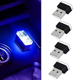 4 PCS USB LED Car Interior Atmosphere Lamp, Portable Mini Auto LED Decor Night Light, Plug-in USB Interface Ambient Lighting Kit, Universal Car Interior Accessories