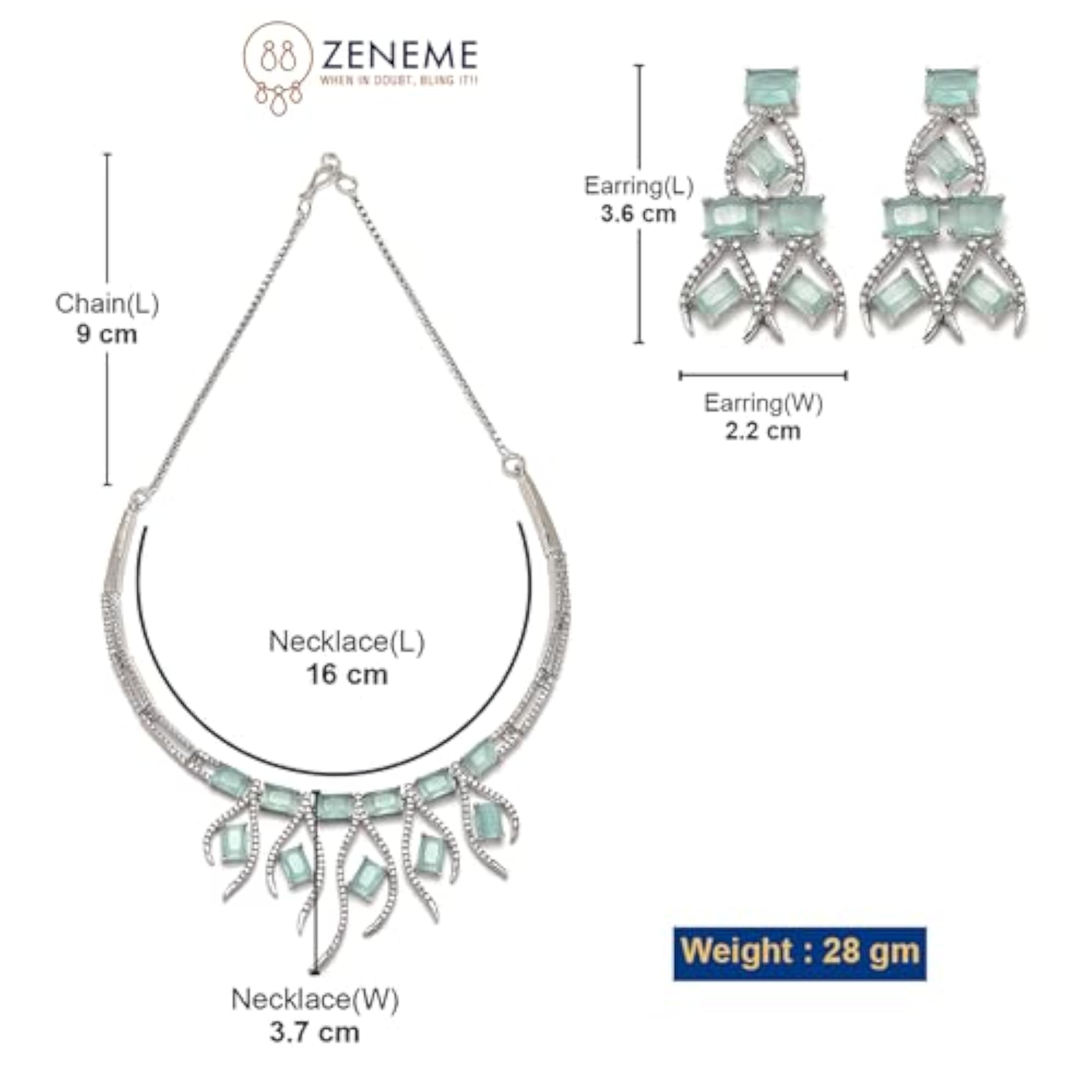 Rhodium-Plated American Diamond Necklace Set