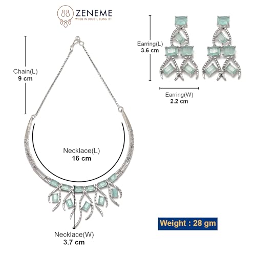 Rhodium-Plated American Diamond Necklace Set
