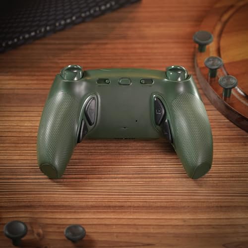 Image of HEXGAMING PHANTOM Pro Controller with 4 Remappable Buttons, 6 Remapping Profiles, 8 Interchangeable Analog Stick, and Adjustable Triggers Compatible with ps5, PC, Mobile - Hall Effect Static Emerald