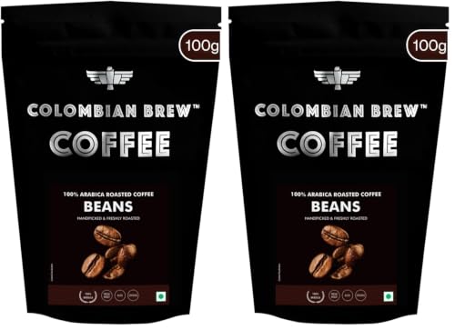 Image of Colombian Brew Arabica Ground Coffee Powder | Espresso Filter & French Press | Strong Dark Roast Coffee | 100 g Pouch (Arabica Roasted Coffee Beans 100g Pouch) (Pack of 2)