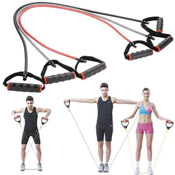 Image of USI Universal Resistance Tube /Expander Fixed, Latex Fitness Resistance Tube with Door Anchor, Handles, Resistance Bands for Workout for Men & Women, Size: 1x127cm(50 inch). (RP) (Medium)