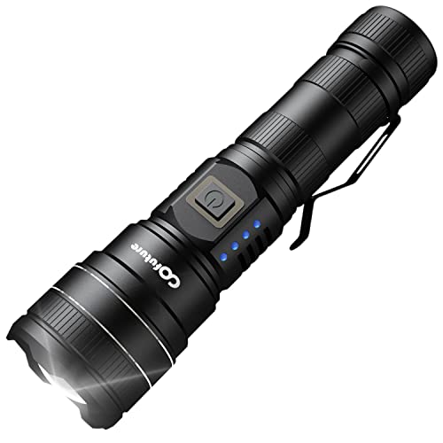 Cofuture Flashlights High Lumens Rechargeable,3000 Lumen LED and 1640ft Beam,5200mAh Battery Lasts 24hrs,IP67 Waterproof Flashlight for Camping Hiking Outdoor etc
