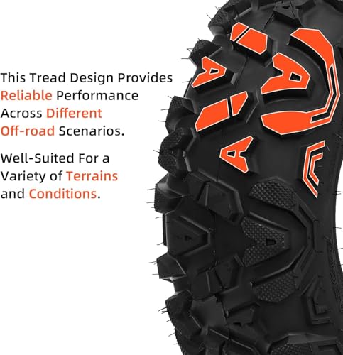 ATV & UTV Tires All Terrain Tubeless Off Road Tire, ATV Tires Set of 2, 6PR Deep Tread High Traction for Trail, Mud, Sand, Utility & Farm Use, 25X8-12