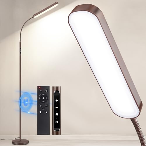 OUTON Stehlampe LED Dimmbar 15W 1500LM, Leselampe mit 4 Farbtemperatur, Fernbedienung und Touch Steuerung, 1H Timer, Leseaufgabe Beleuchtung für Wohnzimmer Schlafzimmer Büro, Bronze