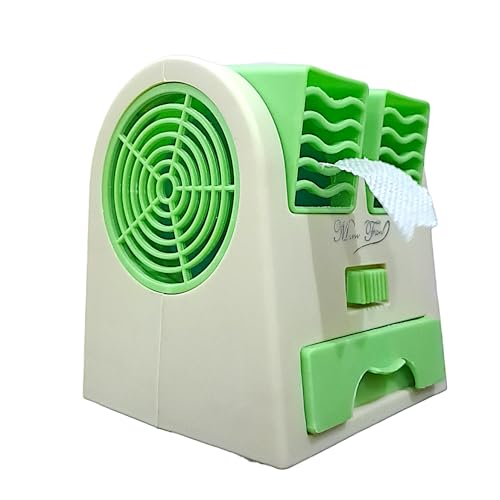 Image of Mini Cooler AC USB and Battery Operated Air Mini Water Air Cooler Cooling Fan Duel Blower with Ice Chamber Perfect for Temple, Home, Kitchen Use (Random Color)