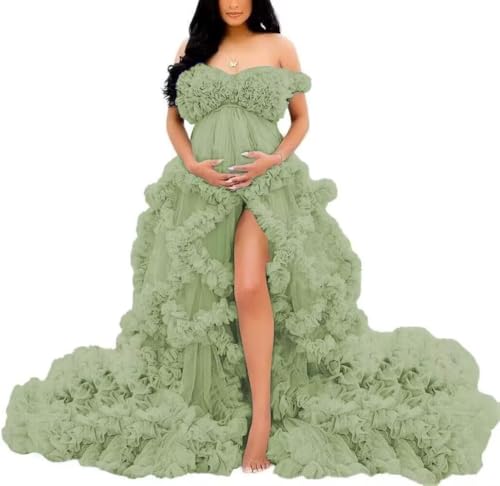 ZQSEP Women's Maternity Tulle Dress for Photoshoot Puffy Ruffles Bridal...