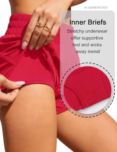 Image of BMJL Women's Athletic Shorts Running Workout Shorts Gym High Waisted Summer Short with Waistband Pocket