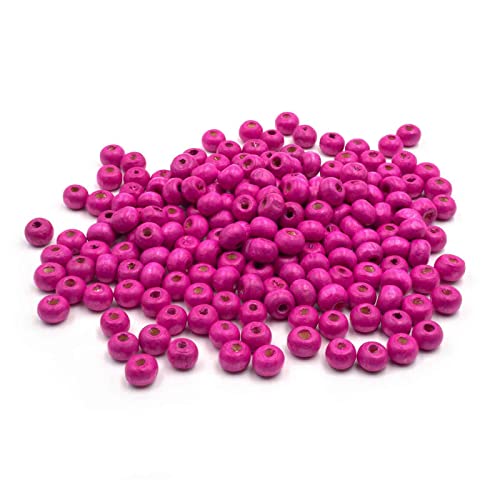 Vintageparts - Perline in legno fucsia, 6 x 4 mm, 200 pezzi per gioielli fai da te