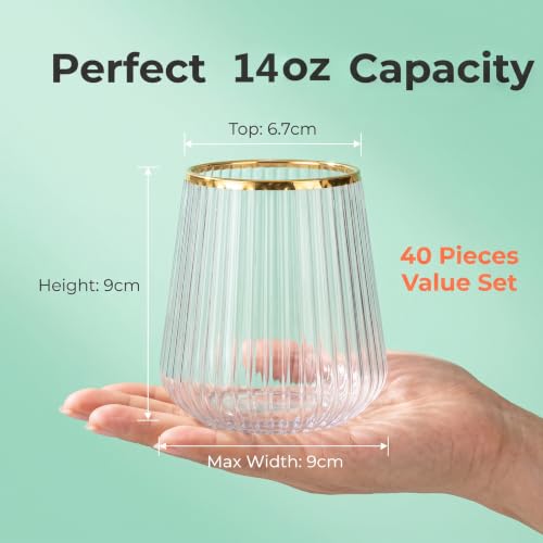 Image of Plastic Wine Glasses, 14Oz Unbreakable Plastic Cocktail Glasses, 40 Pack