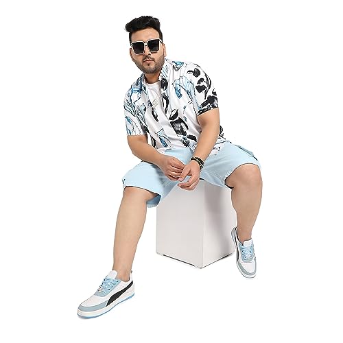 Image of Instafab Plus Men's Shirt for Casual Wear | Spread Collar | Short Sleeve | Button Closure | Plus-Size Fit | Cotton Shirt Crafted with Comfort Fit for Everyday Wear