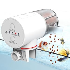 JuzPetz Automatic Fish Feeder Dispenser for Aquarium, 200ml Large Capacity Auto Turtle Fish Feeder for Small Tank, Battery Powered Food Feeding Timer for Flakes Pellet Vacation, Batteries Included