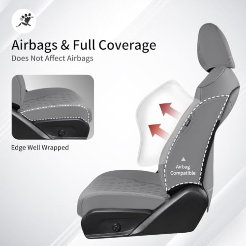 Image of Huidasource Custom Fit RAV4 (Gas Only) Front Seat Covers, Gray Waterproof Faux Leather Full-Coverage for 2019-2024 Toyota RAV4 LE /XLE & XLE Premium /Limited (Does Not Fit Adventure and TRD Off-Road)