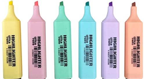 Image of worison 6pcs Highlighter, Pastel Colors Chisel Tip Marker Pen