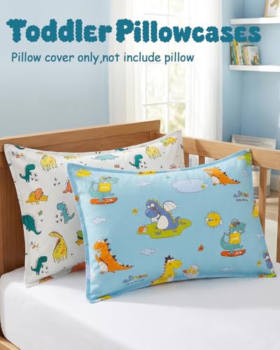 Image of ALVABABY Toddler Pillowcases 2 Pack Organic Cotton Fit 13 inchx 18 inch or 12 inchx16 inch Kids Pillow Cover Envelope for Girl Boy Travel(Pillowcase Only)