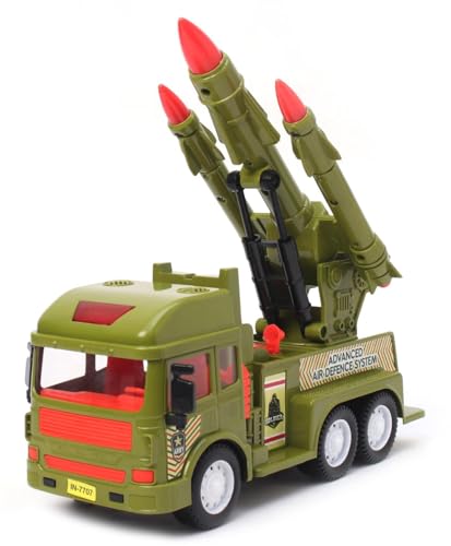 Image of SHIPEASE Friction Powered Military Truck with Missile Launcher for 3+ Year Kids Boys Girls Army Force Toy Truck Pull Back Vehicles Toys(Multicolor)