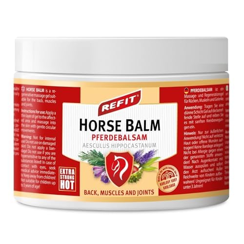 Refit Horse Balm Extra Fuerte Caliente XXL 500 ml - Fuertemente Calentador con Árnica, Gel para el Dolor, Gel Efectivo para el Dolor, Efecto Inmediato, Para Espalda, Músculos y Articulaciones