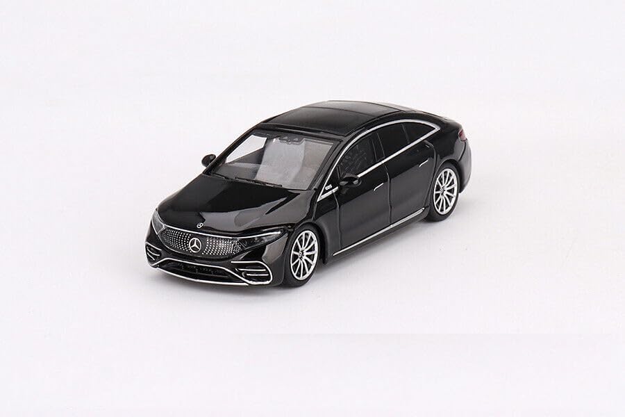 Diecast Model Car Compatible with Mercedes-Benz EQS Black Luxury Sedan 1:64 Scale Diecast Model Car by Mini GT MGT00694