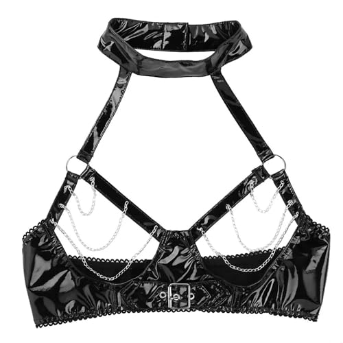 Soutien-gorge réglable noir M avec textile stretch haute brillance
