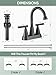 Cobbe Bathroom Faucets for Sink 3 Hole, 4 Inch with Pop Up Drain and 2 Supply Hoses, 2 Handle Centerset Bathroom Faucet for Sink Vanity, Midnight Black Matte