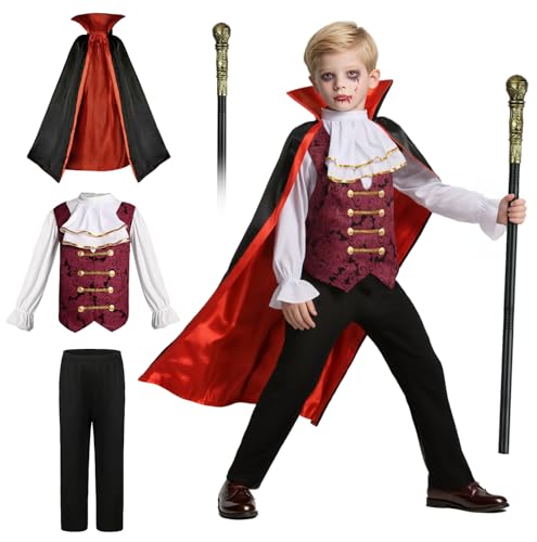 Disfraz de vampiro para niños con capa y cetro miniatura 1