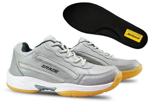 Image of Grade Shuttle Memory Foam Badminton Shoes for Men | Non Marking Shoes for Badminton Men | Squash Shoes and Table Tennis Non Marking Shoes for Men | Lightweight and Comfortable Gum Sole Shoes