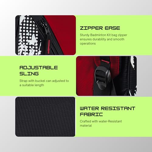 Image of Jager-Smith Polyester ORCA Red & Black Double Zipper Badminton Sports Bag with Shoe Compartment | Front Zip Pocket| Made in India