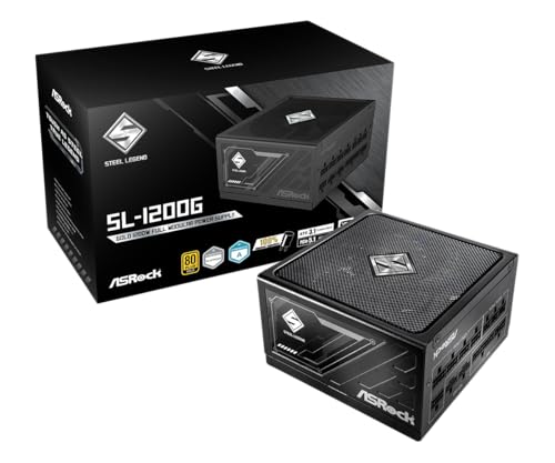 ASRock Steel Legend SL-1200G 1200W 80 Plus Gold & Cybenetics �v���`�i �t�����W�����[�d�� ATX3.1 & PCIe5.1 �Ή� �f���A���J���[ 12V-2x6 �P�[�u���t��