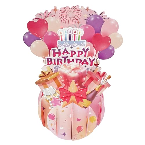 HKFENG Happy Birthday Karte 3D Pop Up Karte für Mädchen Frauen (alle Altersgruppen)