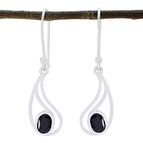 Boucles d'oreilles argent 925 anti-allergie avec onyx noir