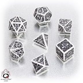 Celtic Dice: White/Black Celtic 3D Revised Dice Set (7)