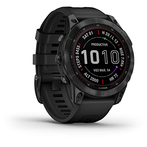 Garmin Fenix 7 Sapphire Solar con Correa de Silicona DLC-Titanium Negro/Negro