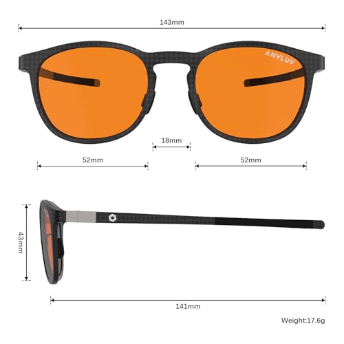 Image of ANYLUV Blue Light Glasses Men, Vintage Round Carbon Fiber Eyewear, Lightweight Mens Computer Gaming Glasses, Anti Eyestrain