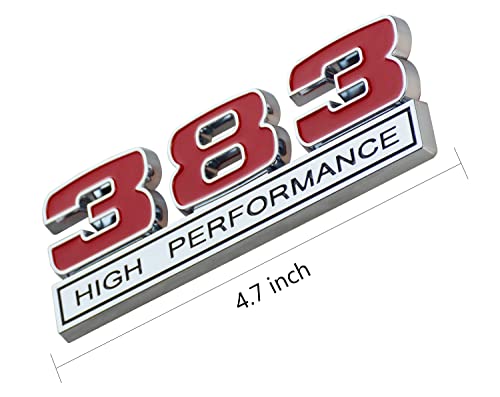 Image of Pair Set 383 6.2L High Performance Engine Emblem Badge 3D Decals Stickers Cars Trucks Chrome Black Red