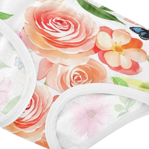 Rose Painted Pink Flowers Girl Panties Cute Toddler Underwear Floral Cotton Florals Briefs Kids Undies 2t4