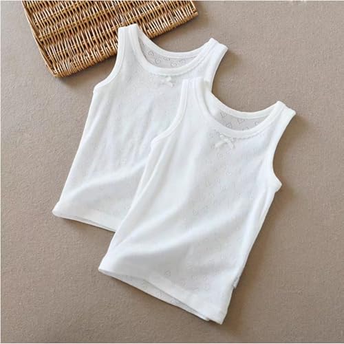 Kids'2 Pcs Cotton Summer Vest Mesh Crewneck Basic T-Shirts Age 1-8 Years2