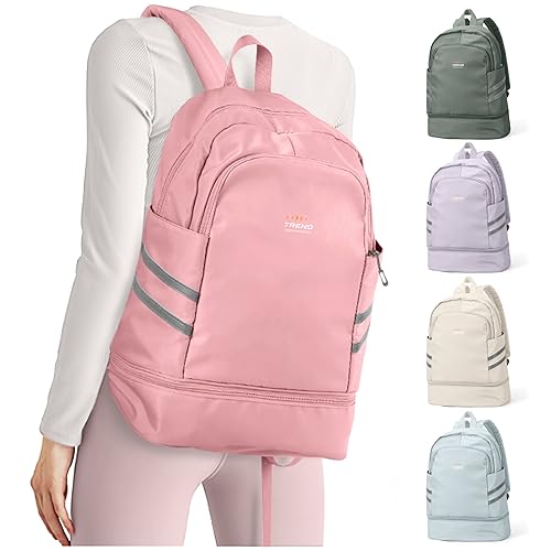 coofay Gym Backpack for Women Waterproof Backpack with Shoe Compartment Lightweight Travel Backpack Pink Sports Backpacks Large Gym Bag