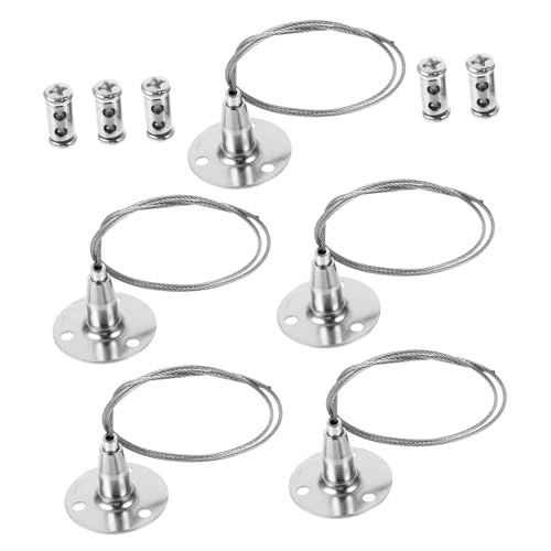 Angoily 5piezas Gancho Para Cuerda De Seguridad De Zinc Sistema Colgador De Cable Para Cortinas y Carteles Resistente y Antióxido Para Exposiciones Hogar y Galerías