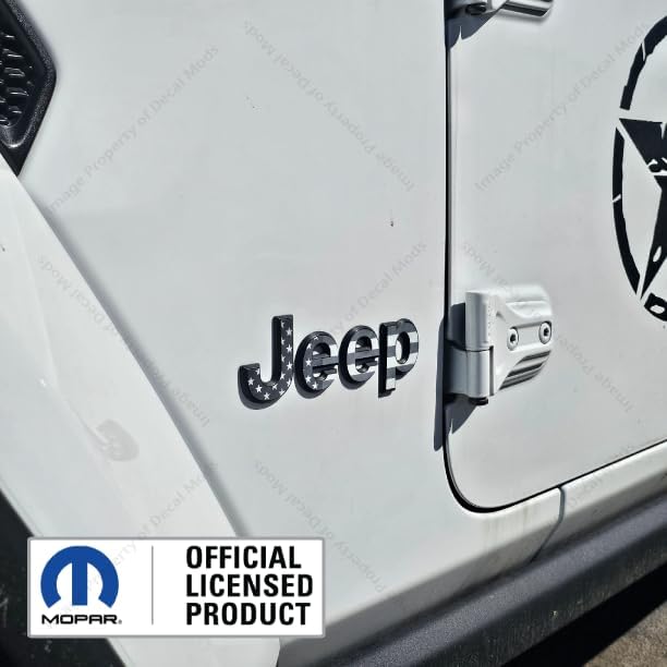 Decal Mods Fender Jeep Fender Flat Overlay Decal Graphic fits Jeep Gladiator/Wrangler JL/JT (2018-2026) (Set of 2) Black & White USA Flag - FBWFLAG | FK1P3