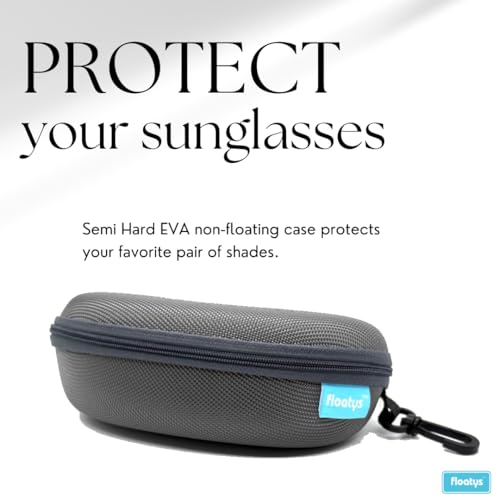 Image of Semi Hard EVA Sunglasses Case with Clip | Non-Floating | Includes Cleaning Cloth and Floating Keychain