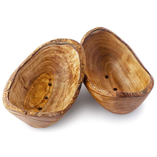 Forest Decor Wood Soap Dishes, Set of 2, Rustic Bathroom Decor, Handcrafted Bar Soap Holder with Drain, Wooden Soap Dish, 100% Natural, Eco-Friendly (Oval)