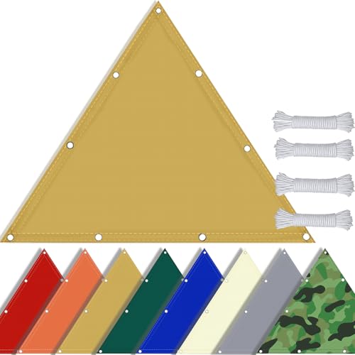 SDLLG Sonnensegel mit Ösen Dreieck aus Oxford-Stoff 180g/㎡ Wasserdicht Sonnenschutz Wetterschutz Segel Baldachin UV Schutz für Balkon Terrasse Garten-Gelb - Anpassbare Größe
