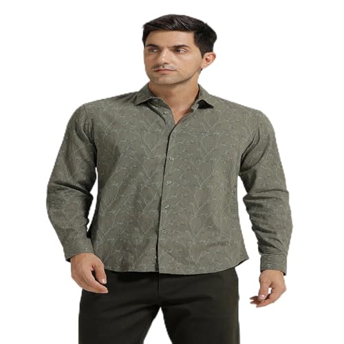 Image of BASICS Cotton-Linen Blended Men's Shirt | Slim Fit | Everyday Smart Casual Wear | Full Sleeve