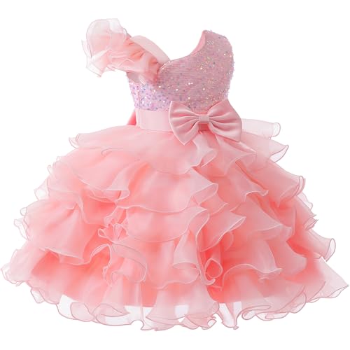 Lamgool Girls Formal Dress Toddler Pageant Rainbow Princess Ruffle Flower Elegant Tutu Sequin Ball Gown for Baby Girls Spring3