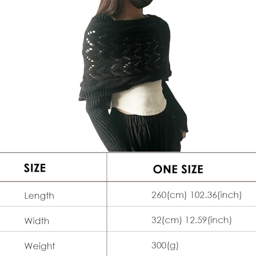 Knitted Cable Wrap for Women Multifunctional Scarf with Sleeves Crochet Sweater Scarf with Sleeves4