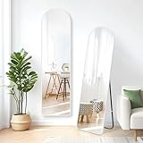 全身鏡 姿見鏡 スタンドミラー 壁掛け鏡 アーチ型 薄型アルミ合金フレーム 36*146cm 折りたたみ 自立 軽量 省スペース 安全設計 飛散防止 おしゃれ モダン 鏡 ホワイト