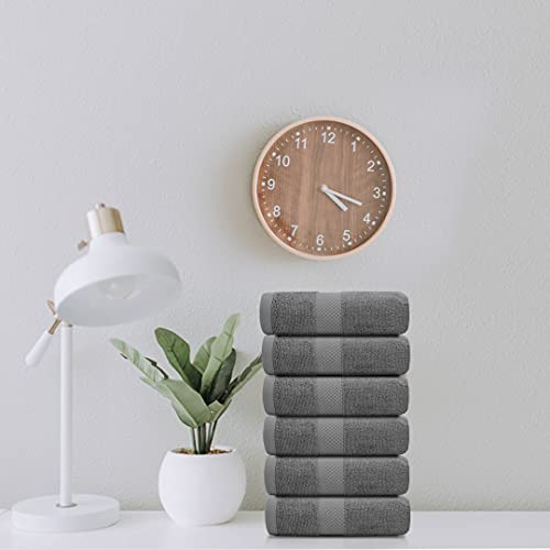 White Classic Luxury Hand Towels For Bathroom-Hotel-Spa-Kitchen-Set - Circlet Egyptian Cotton - 16X30 Inches - Set Of 6 (Gray) #TOP4